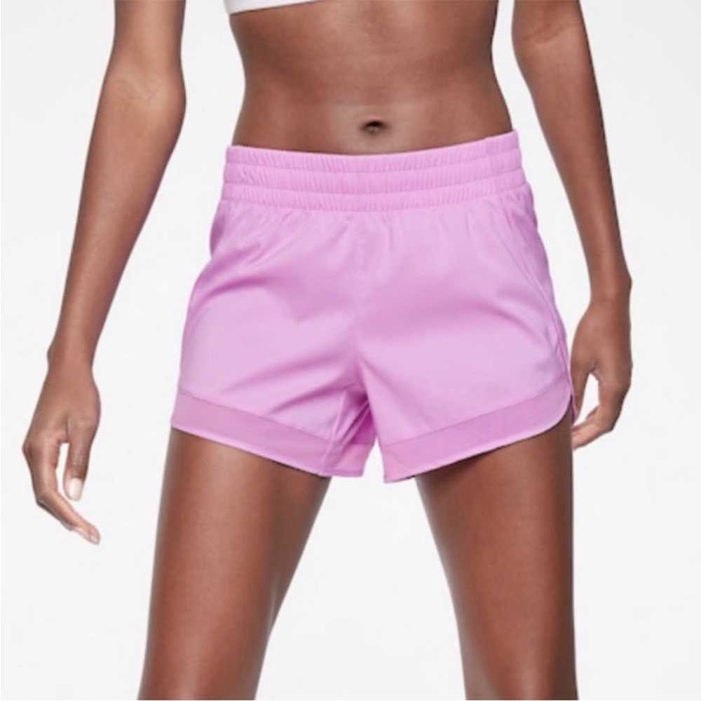 Athleta Mesh Racer Run Shorts 4” in Lilac Purple - Size XS